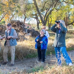 The birders make their way along the Parkway.